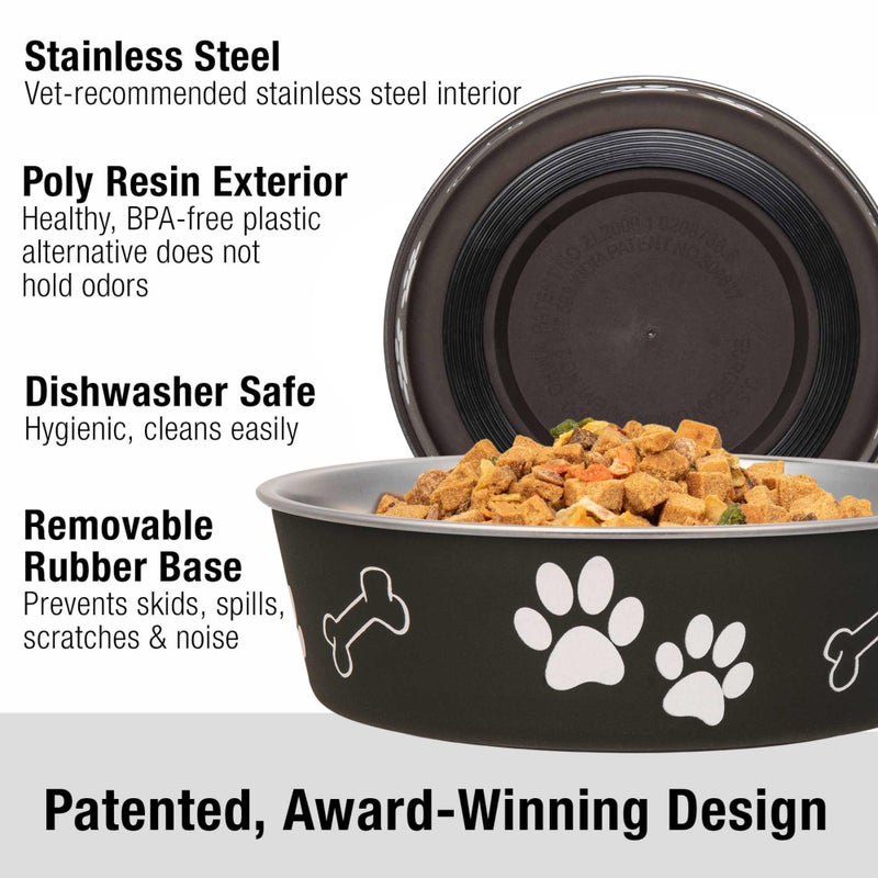 Loving Pets Bella Dog Bowls- Stainless Steel Dog & Cat Bowls - Spill Proof Dog Food Bowl, Cat Bowl, Puppy Essentials & Pet Supplies Great for Home & Travel (Small 10-20 lbs, Espresso) - Image 2